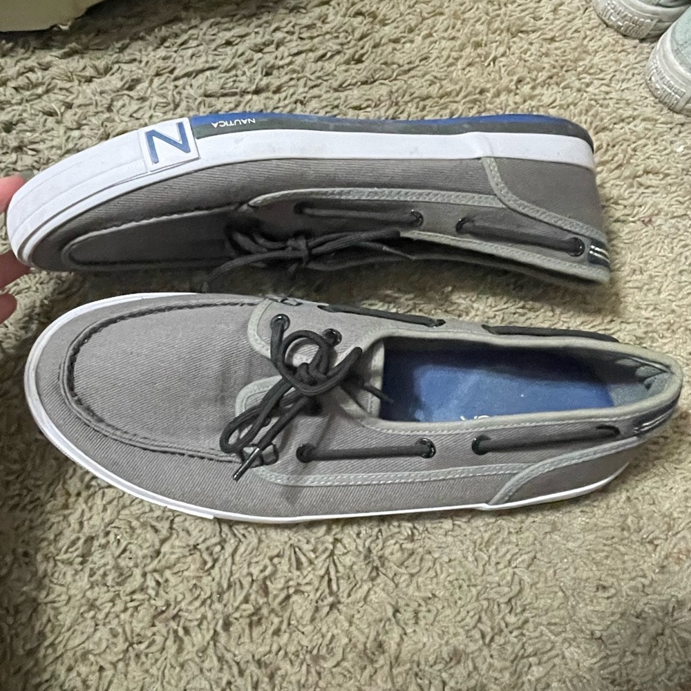 Nautica Gray Boat Shoes with Canvas Upper